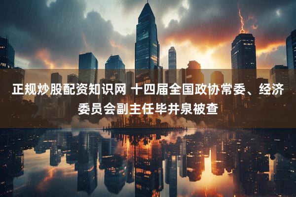 正规炒股配资知识网 十四届全国政协常委、经济委员会副主任毕井泉被查