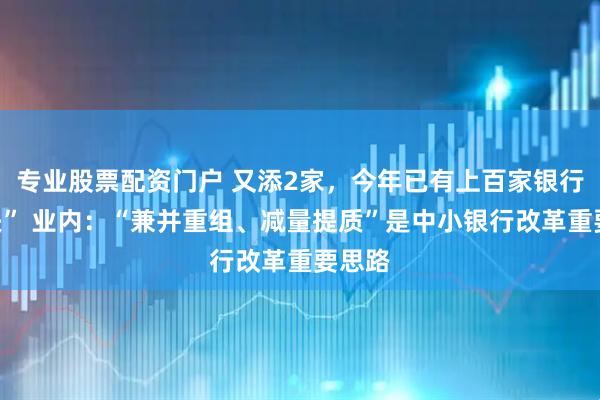专业股票配资门户 又添2家，今年已有上百家银行“消失” 业内：“兼并重组、减量提质”是中小银行改革重要思路