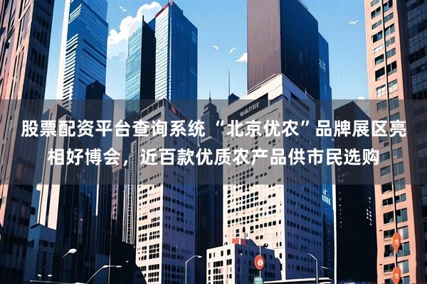 股票配资平台查询系统 “北京优农”品牌展区亮相好博会，近百款优质农产品供市民选购